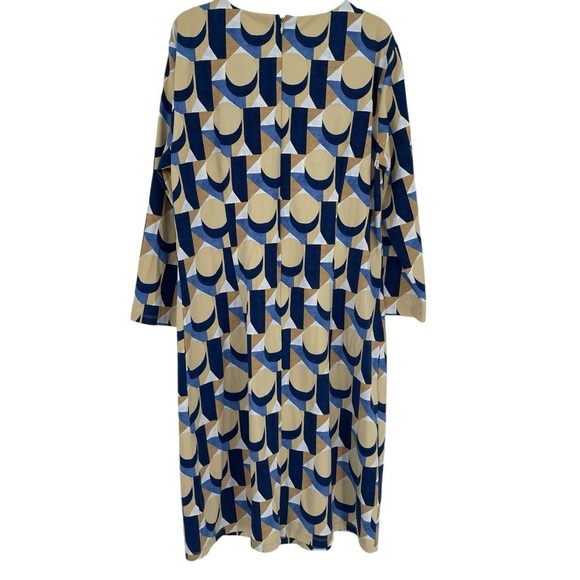 J McLaughlin Dress Women Size XL Catalina Cloth Geometric Print tan Blue - Picture 2 of 10